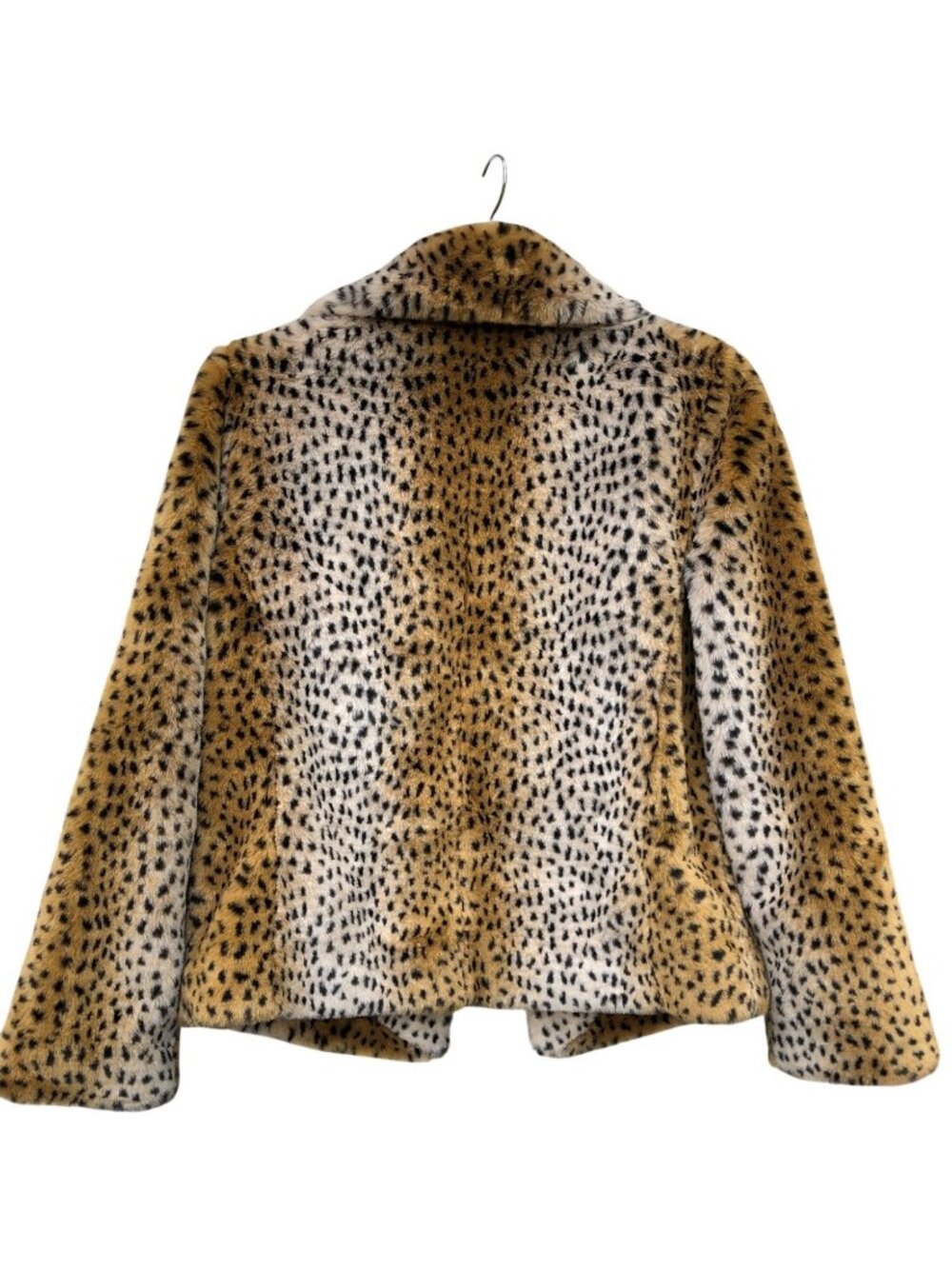 Cole B. Original Coat Cheetah Print Faux Fur Womens M Collar Pockets Jacket - Picture 2 of 12